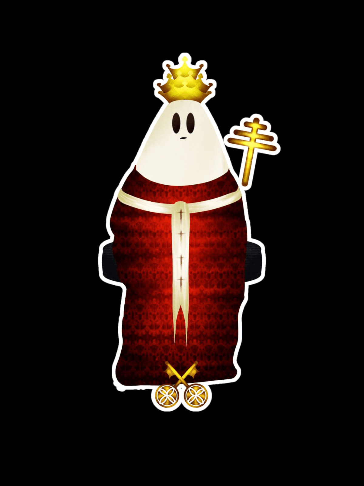 Adesivo 5cm Fantasma com Coroa e Túnica