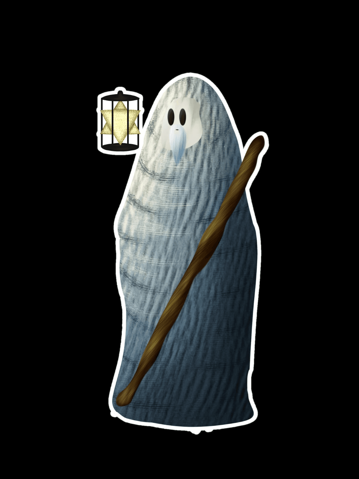 Adesivo 5cm Fantasma com Lanterna e Cajado