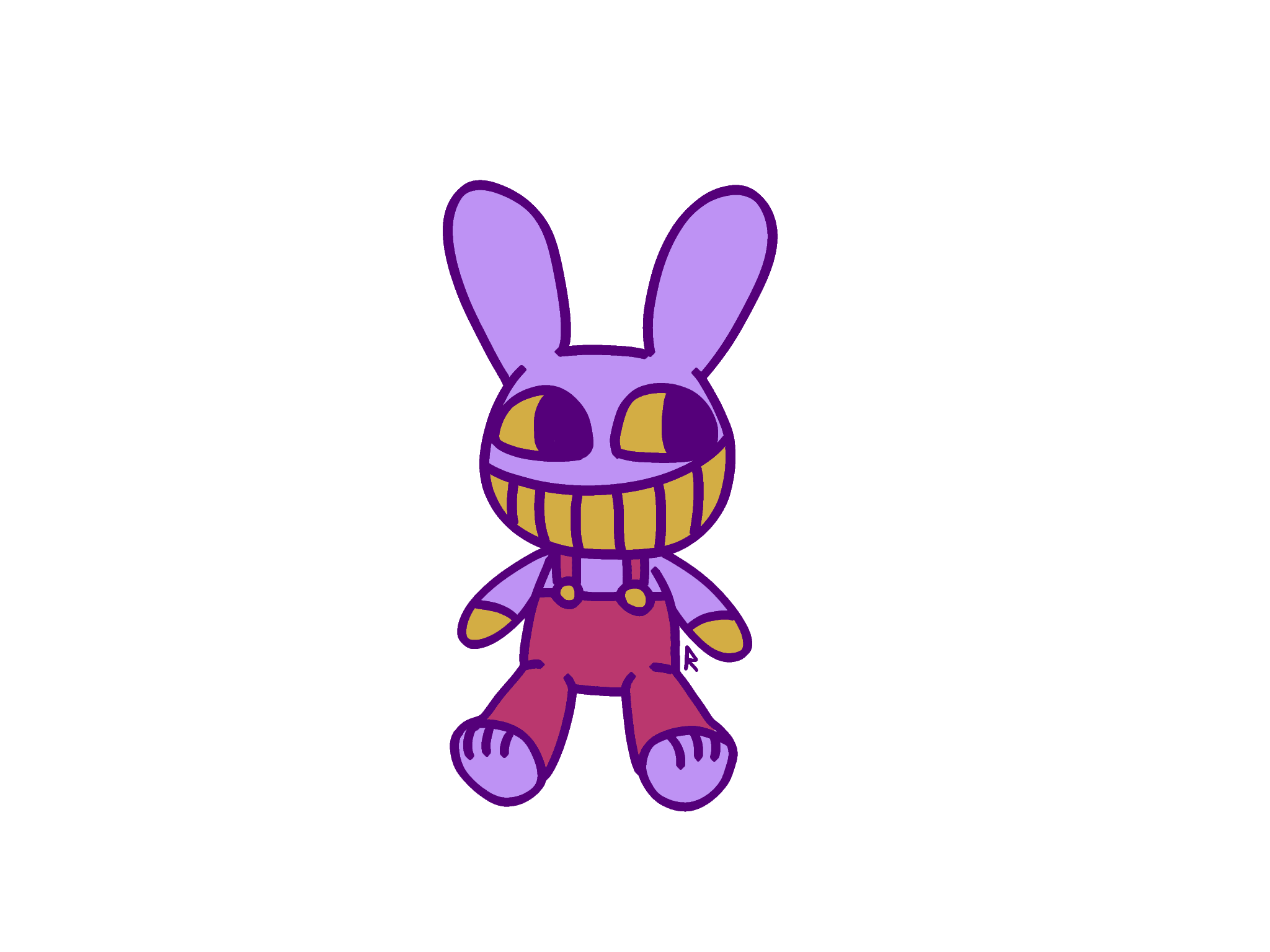 Adesivo 5cm Coelho Roxo Sorridente