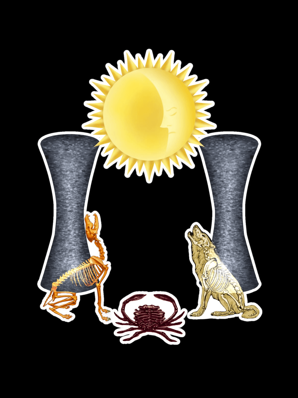 Adesivo 5cm Sol, Ampulheta e Animais Místicos