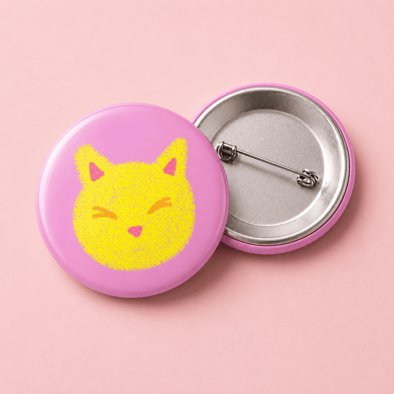 Botton 44mm Gatinho Amarelo Sorridente
