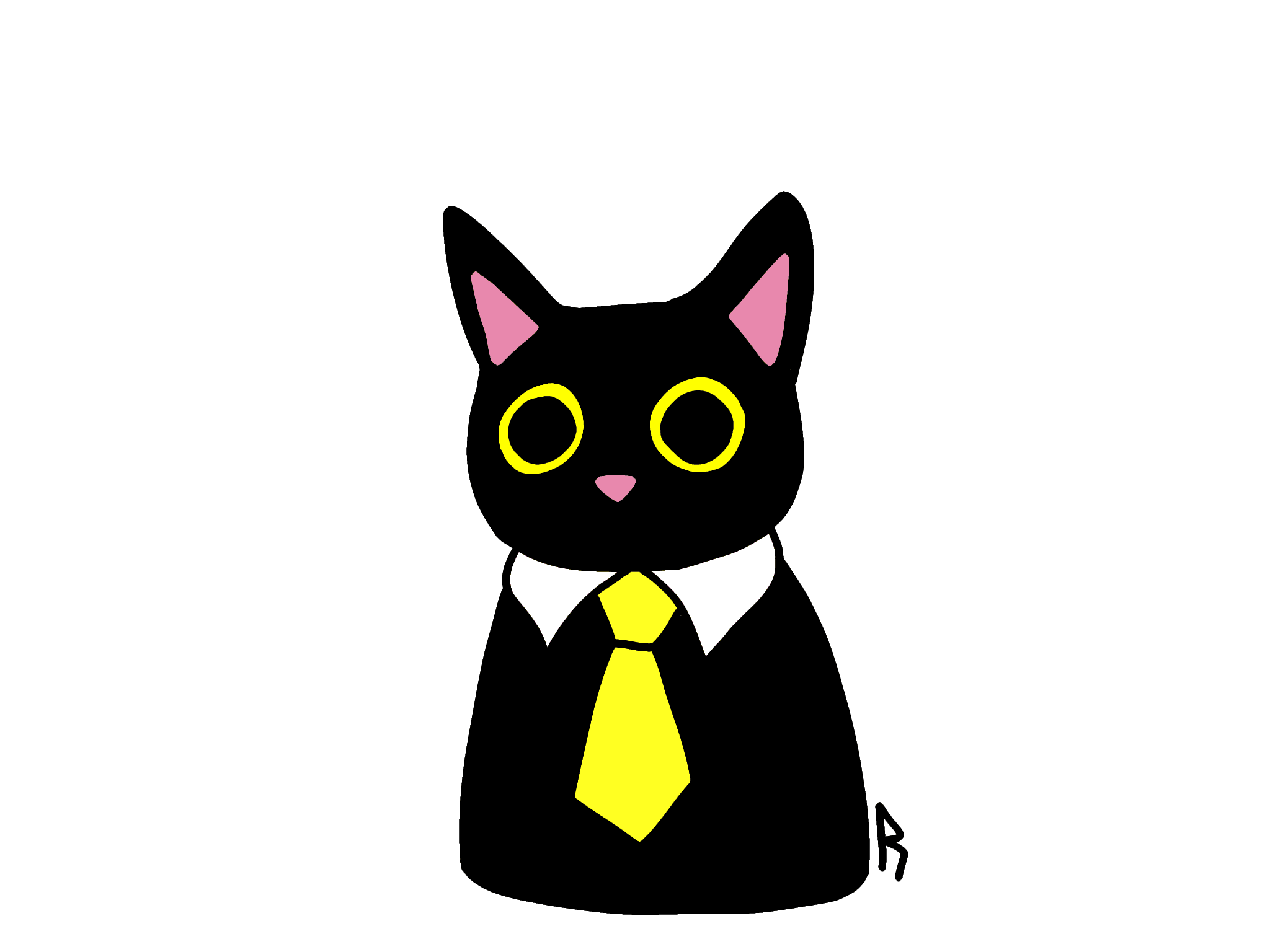 Adesivo 5cm Gato Preto de Gravata
