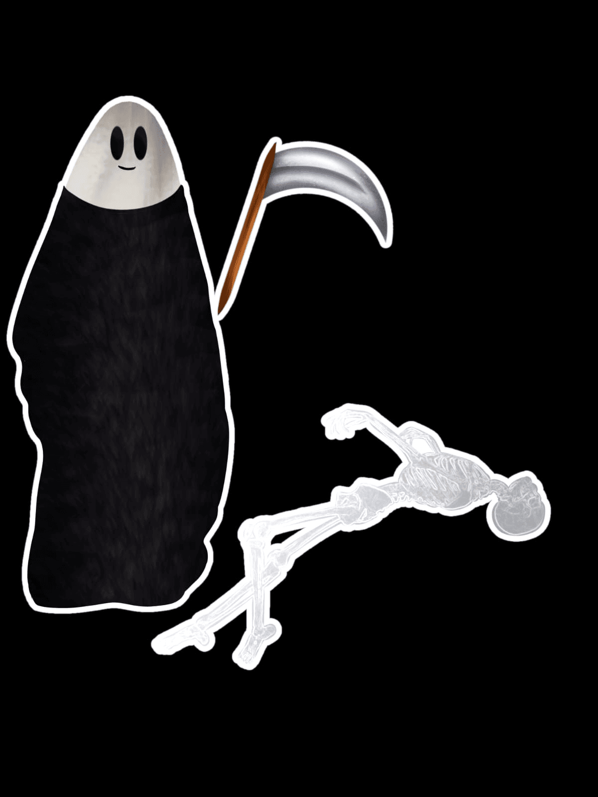 Adesivo 5cm Personagem de Morte e Esqueleto