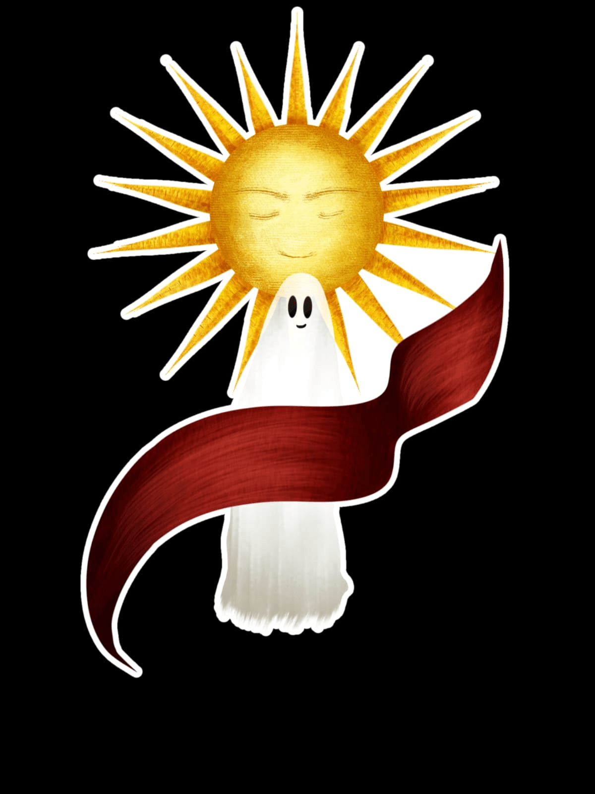 Adesivo 5cm Fantasma com Sol e Faixa