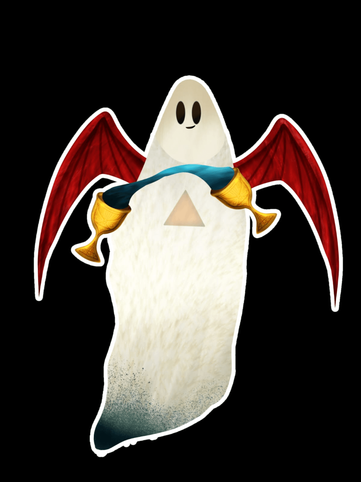 Adesivo 5cm Fantasma com Asas Vermelhas