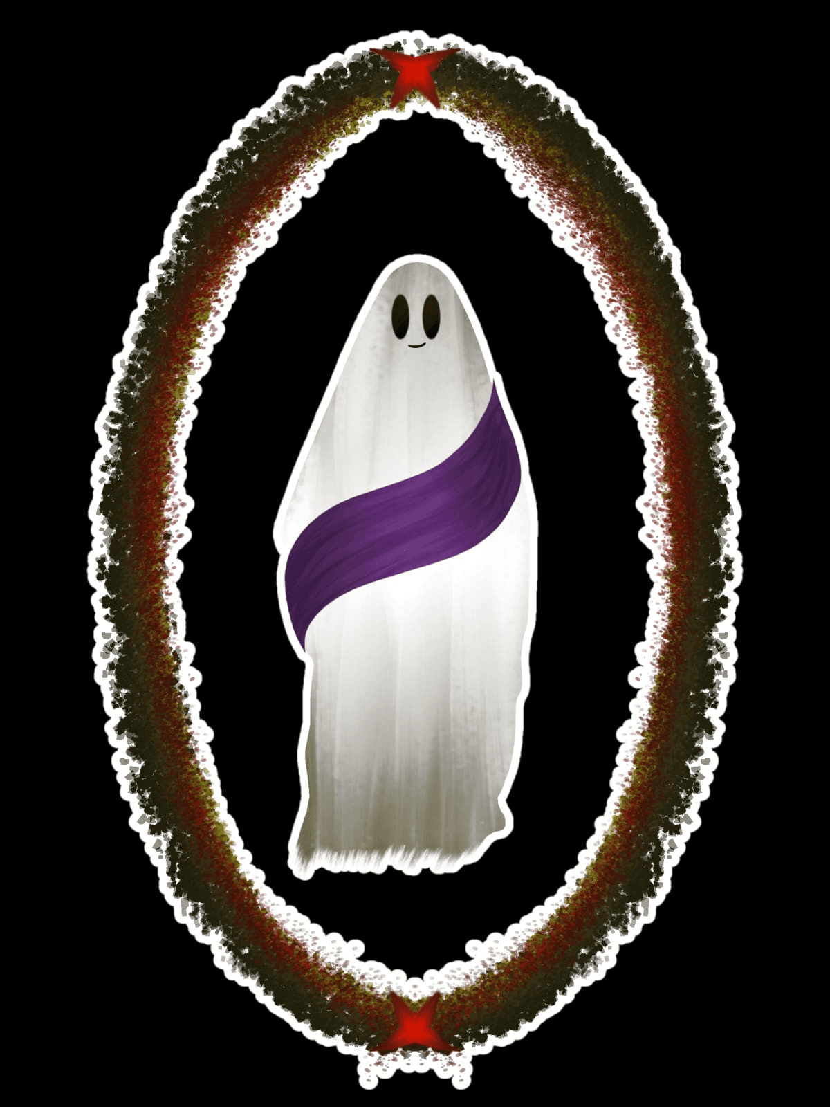 Adesivo 5cm Fantasma com Faixa Roxa