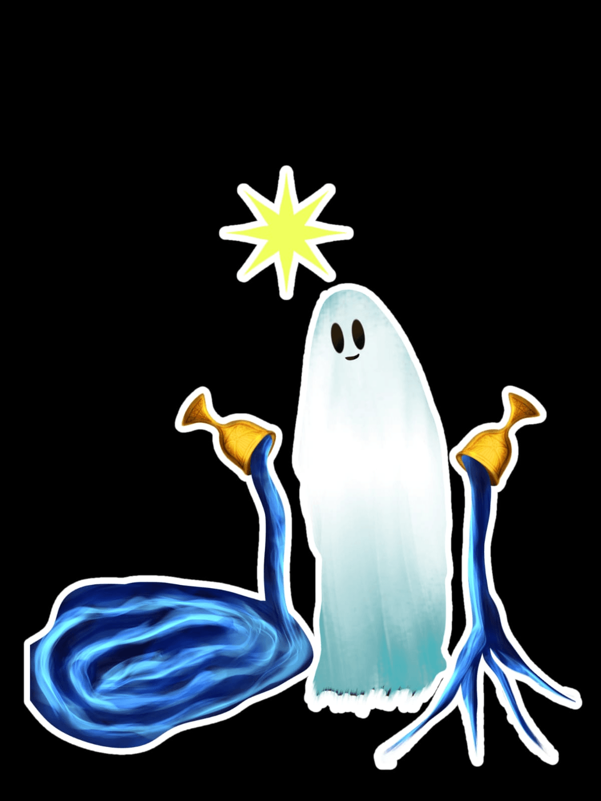 Adesivo 5cm Fantasma e Águas-vivas